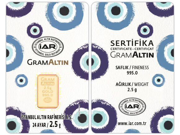 Nazar Boncuklu (Açık) 2,5 gr 24 Ayar Kişiye Özel Altın